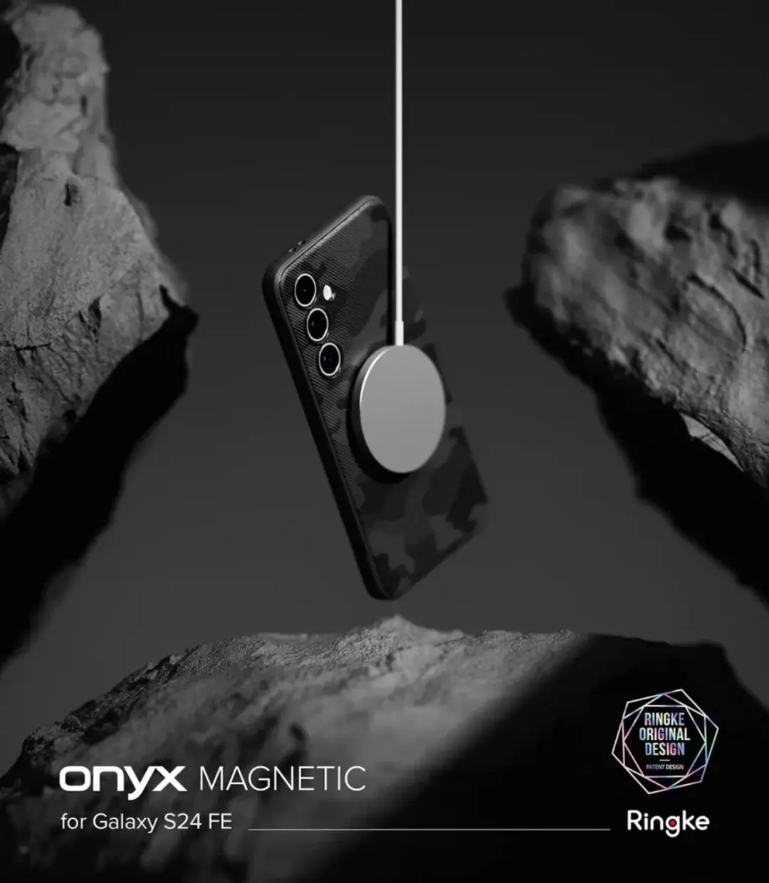 Ringke Onyx Magnetic Hoesje Samsung Galaxy S24 FE - Camo Zwart - afbeelding 5 van 6