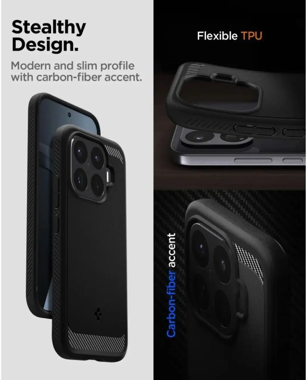 Spigen Rugged Armor ACS11869 Hoesje Xiaomi 17T Pro - Zwart - afbeelding 3 van 6
