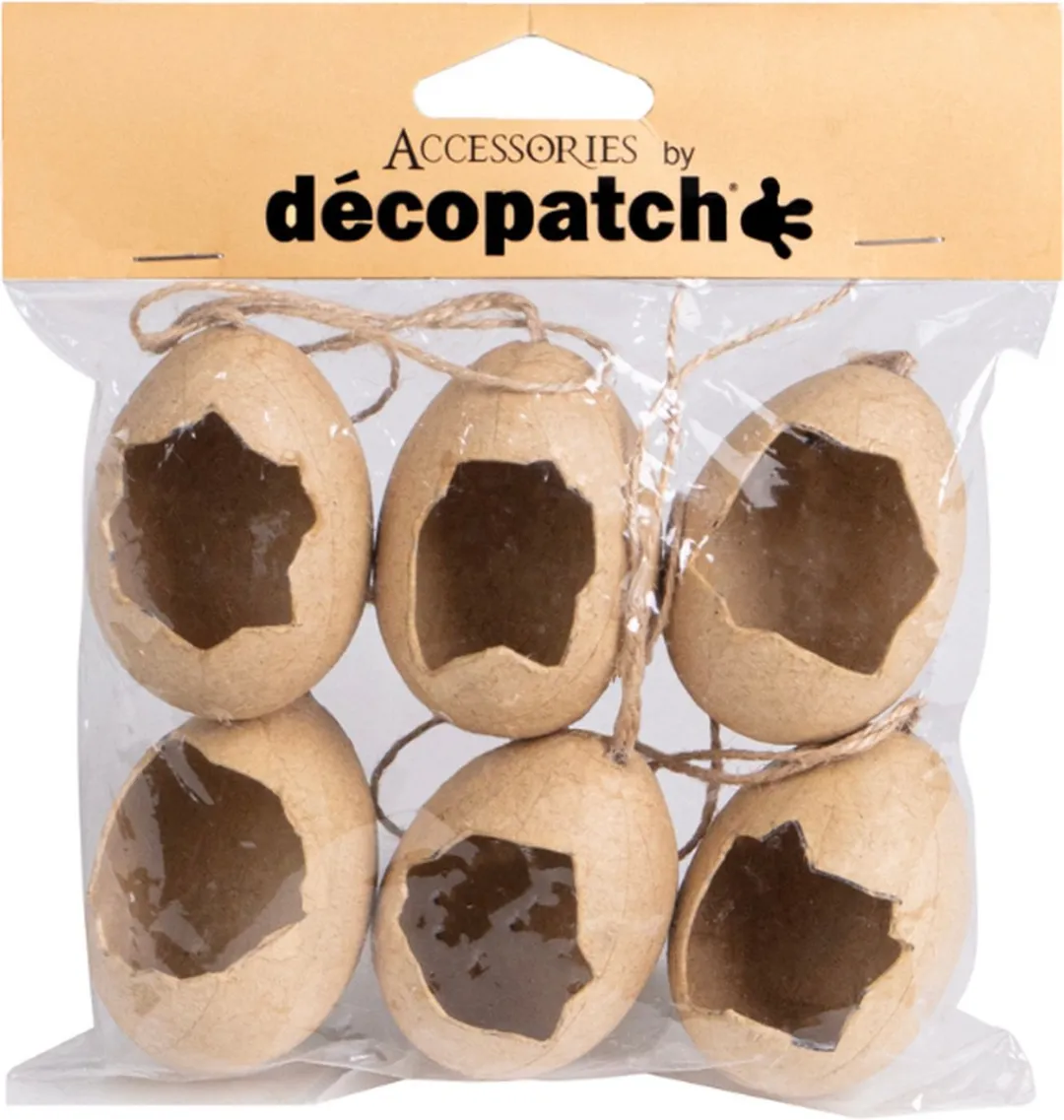 Decopatch Gebroken Eieren Hanger Set - 6 Stuks - Kraftbruin