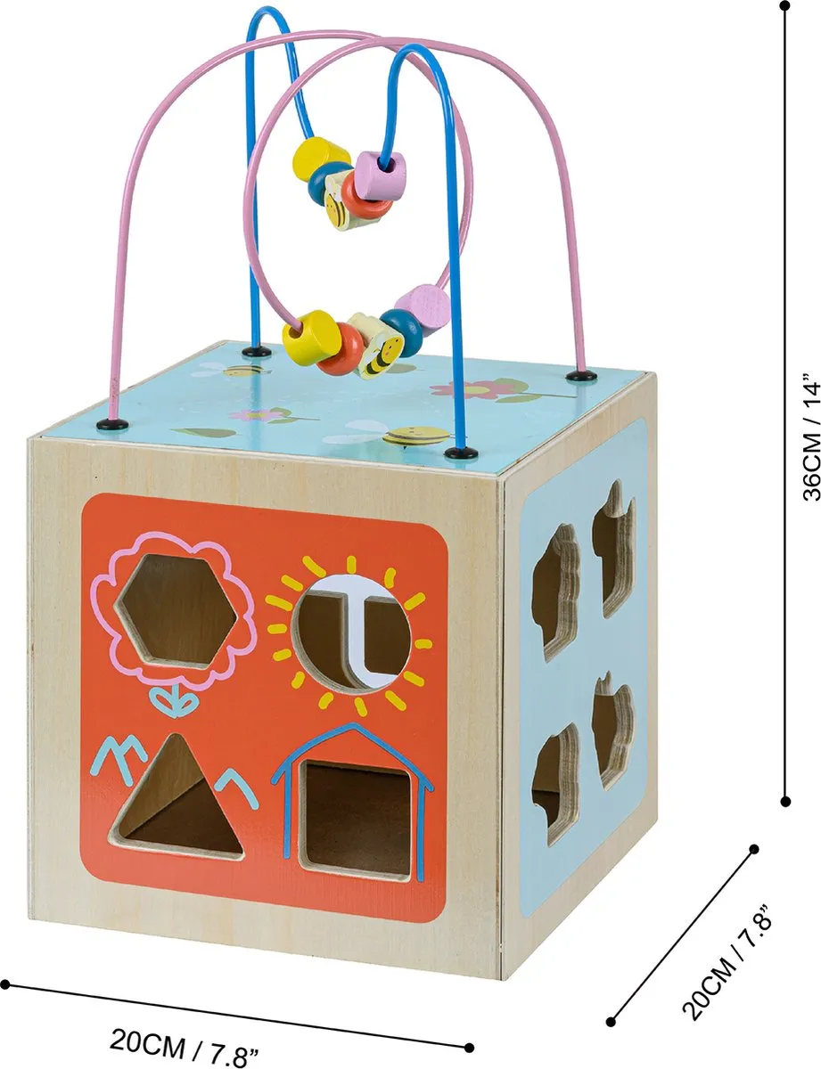 Teamson Kids Houten Activiteitkubus - 4-in-1 - Baby Speelgoed - Educatief Speelgoed