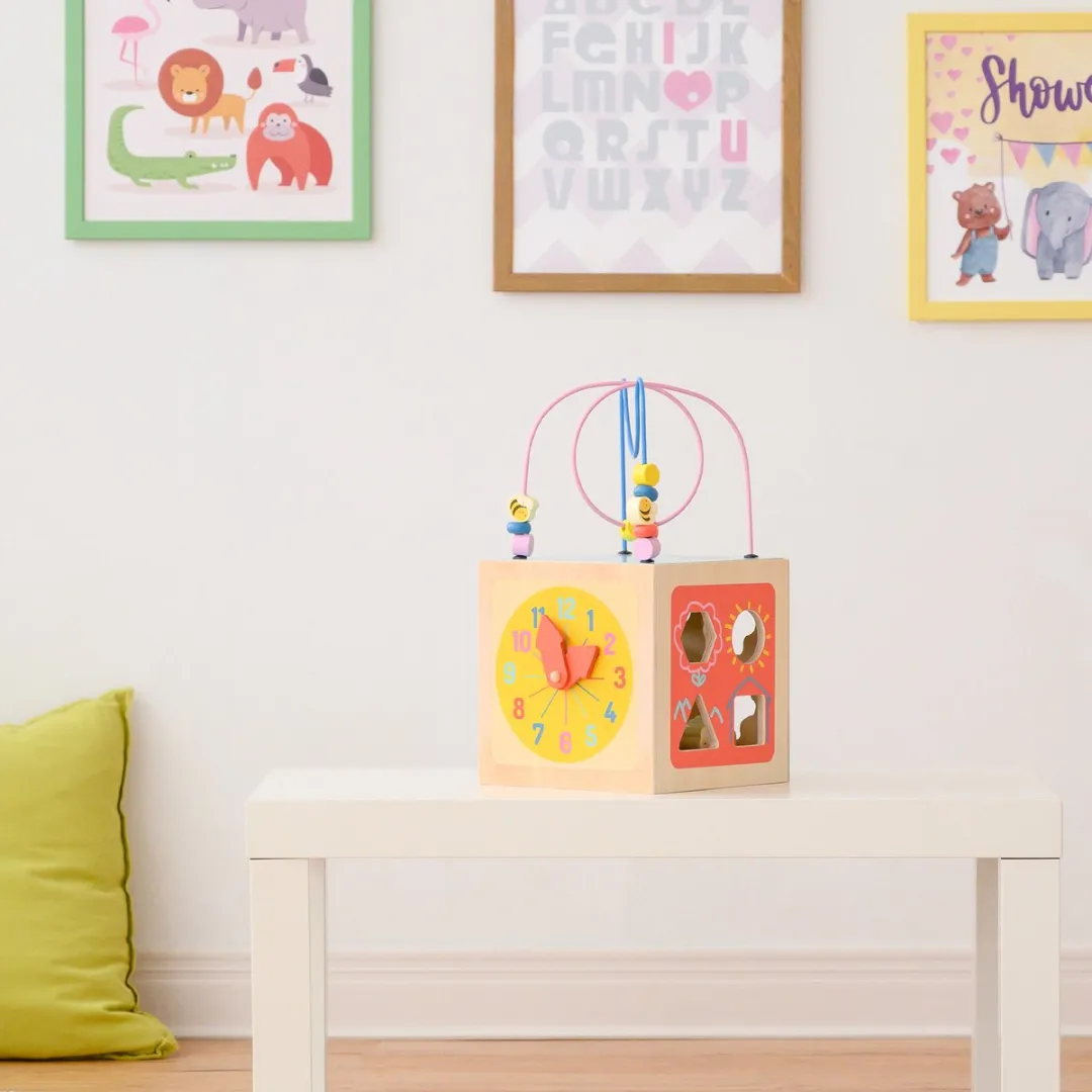 Teamson Kids Houten Activiteitkubus - 4-in-1 - Baby Speelgoed - Educatief Speelgoed