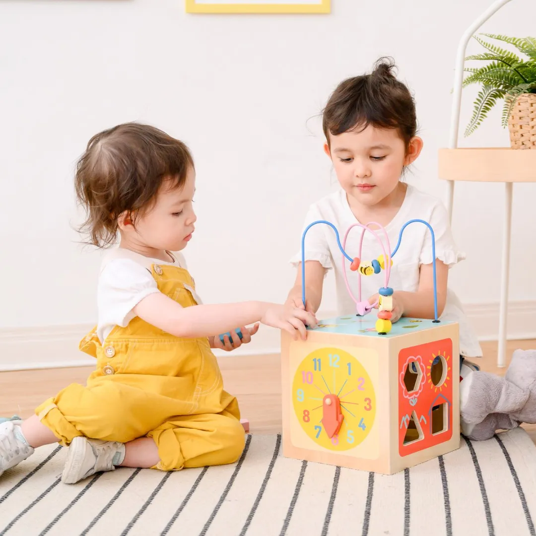 Teamson Kids Houten Activiteitkubus - 4-in-1 - Baby Speelgoed - Educatief Speelgoed