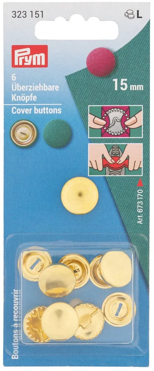 Prym Stofknopen 15mm Gouddor - 6 Stuks