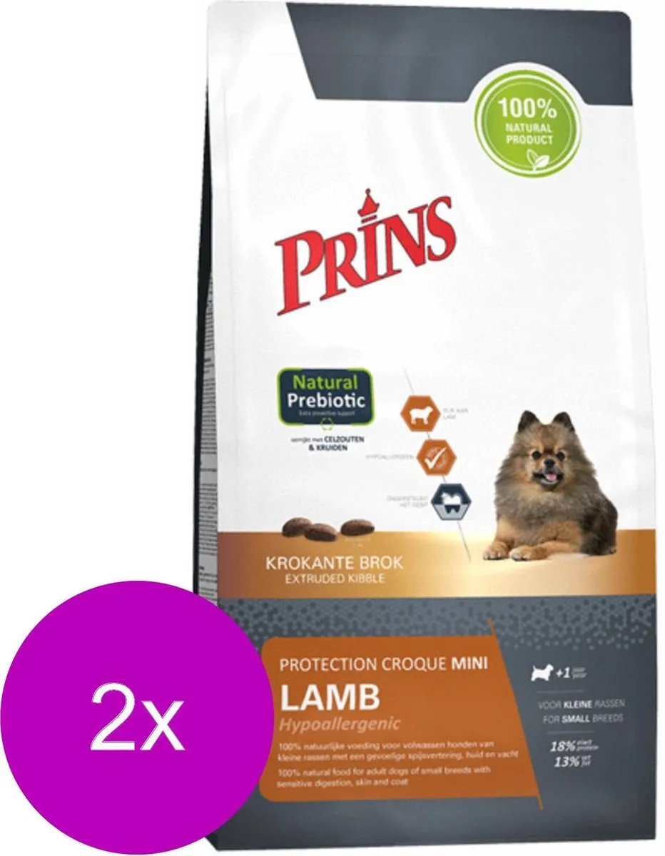 Prins Protection Croque Mini Lamb Hypoallergeen Hondenvoer - 2x2kg