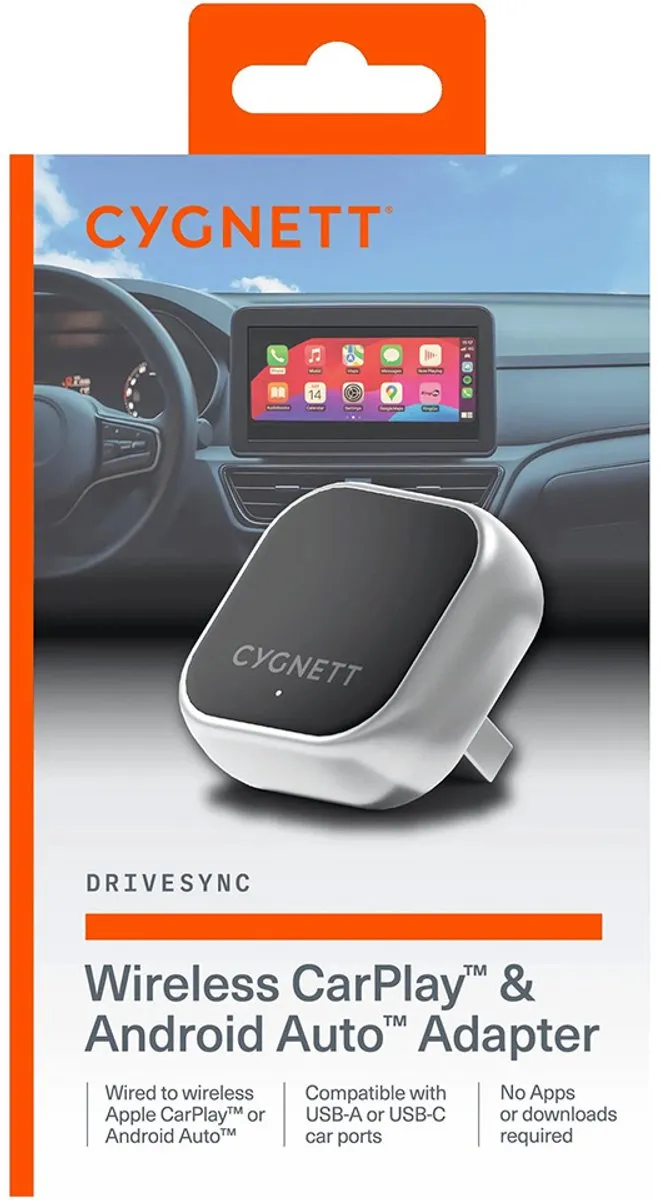 Cygnett CY5669WLCCH Draadloze Bluetooth Autoadapter CarPlay/Android Auto - Grijs