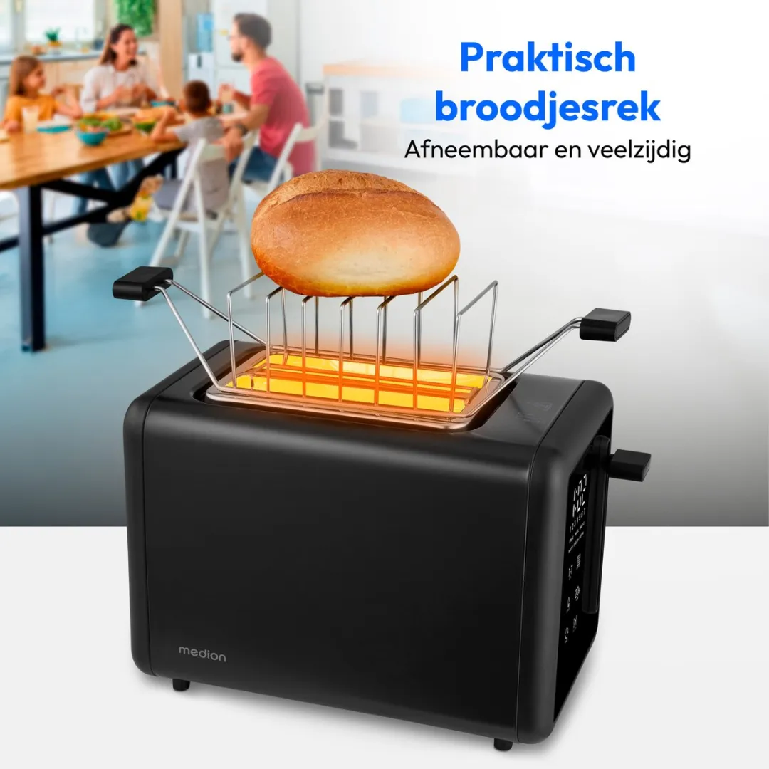 Medion MD12102 Broodrooster 2 Sleuven - 7 Bruiningsniveaus - Zwart - afbeelding 6 van 6