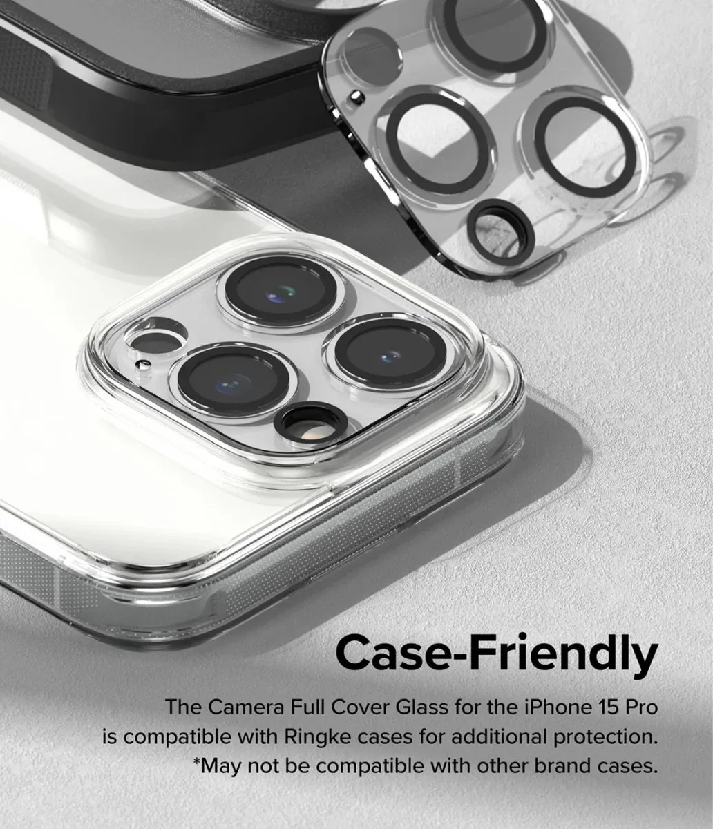 Ringke Full Cover Glass Camera Protector iPhone 15 Pro - 2 Stuks - afbeelding 6 van 6