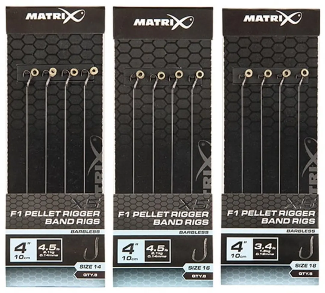 Matrix X5 F1 Pellet Rigger 10cm Band Rig Barbless (8 pcs)