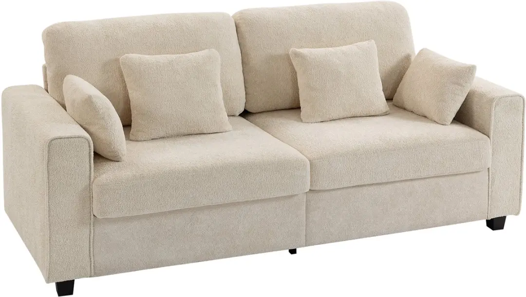 HOMCOM 3-zitsbank-Polyester, schuimstof-211,5L x 85B x 90H cm-Beige