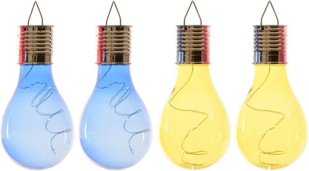 Lumineo Solar Tuinlampen Blauw/Geel 4 Stuks