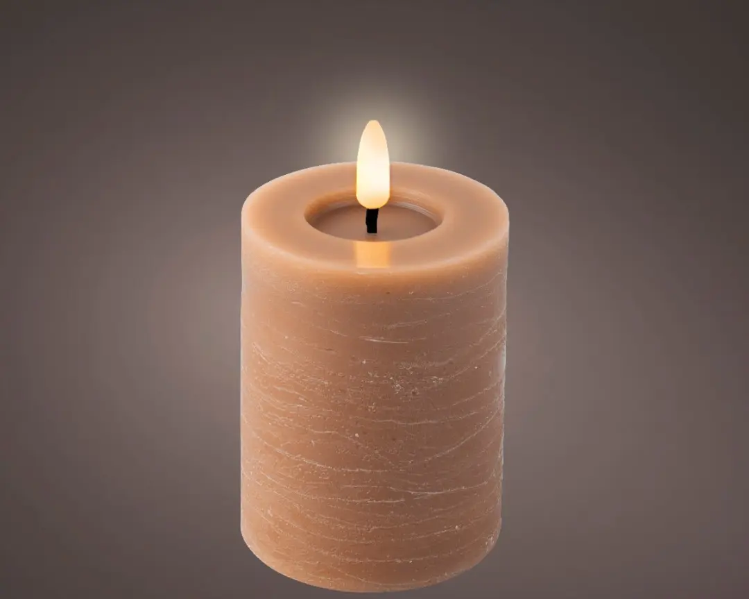LED wax stompkaars met vlameffect bruin