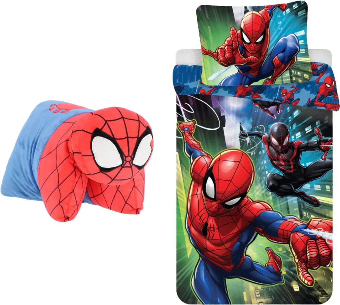 Spiderman slaapkamerset; dekbedovertrek en 2in1 kussen
