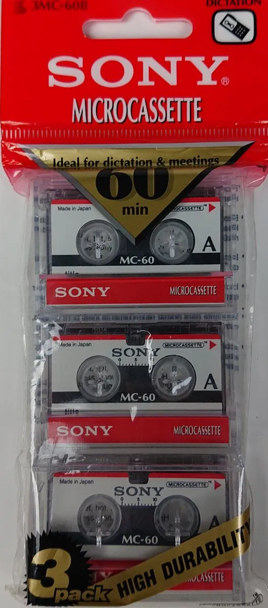 Sony 3MC60 Microcassettes - 3 Stuks - Rood/Wit
