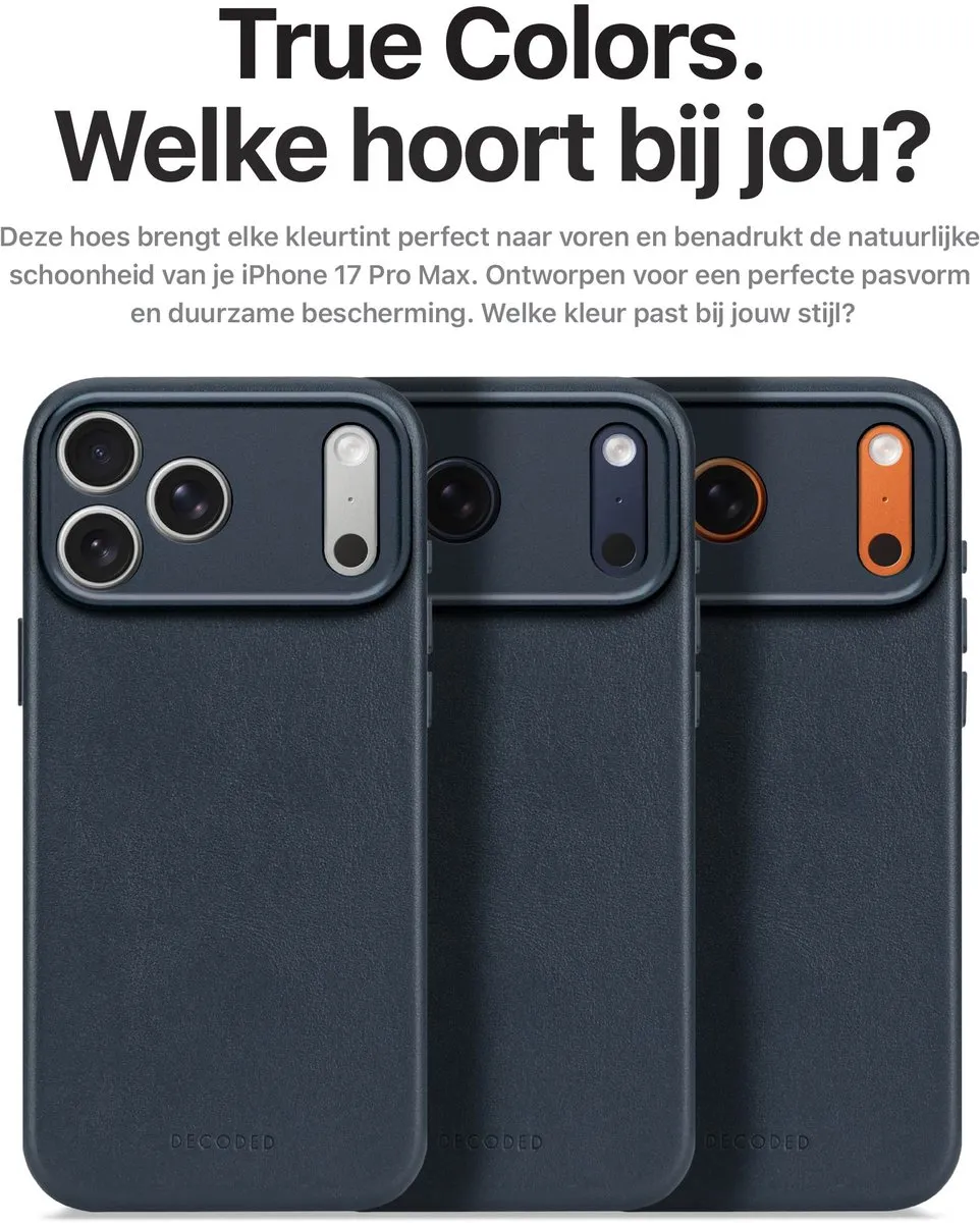 Decoded Hoesje iPhone 17 Pro Max - Premium Ecco Leer - Navy Blauw - afbeelding 6 van 6