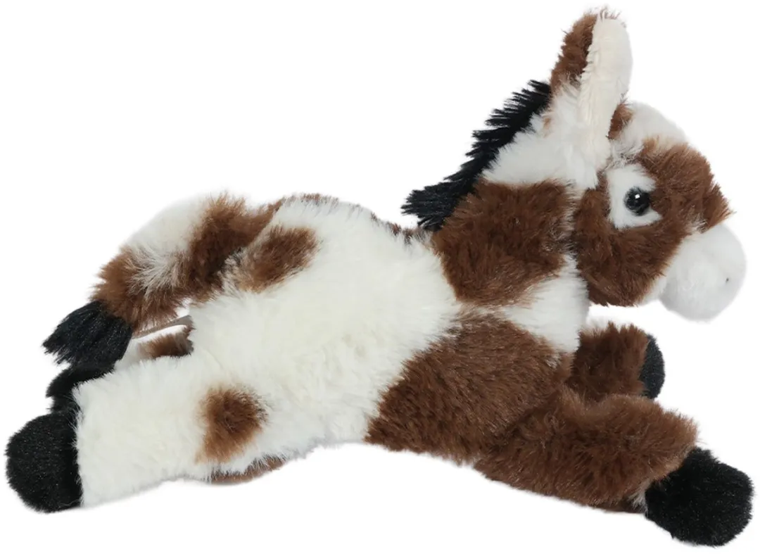 PIA Pluche Knuffel Ezel Liggend - 16cm - Wit/Bruin/Zwart