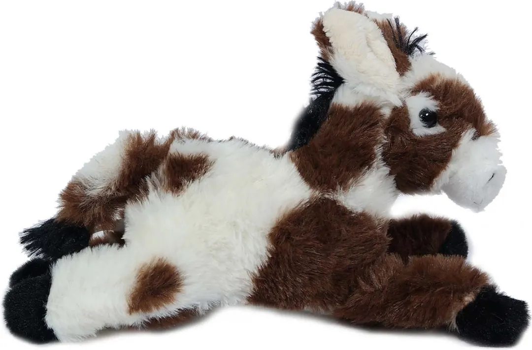 PIA Pluche Knuffel Ezel Liggend - 16cm - Wit/Bruin/Zwart
