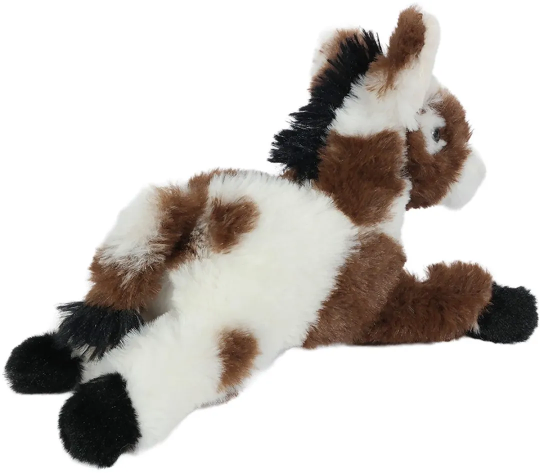 PIA Pluche Knuffel Ezel Liggend - 16cm - Wit/Bruin/Zwart