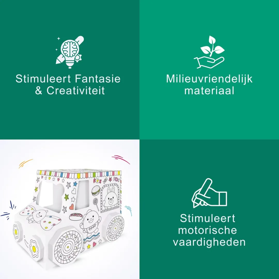 Fits4kids DIY IJswagen Kartonnen Knutselset - 1 Stuk