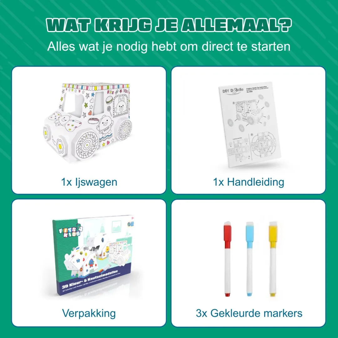 Fits4kids DIY IJswagen Kartonnen Knutselset - 1 Stuk
