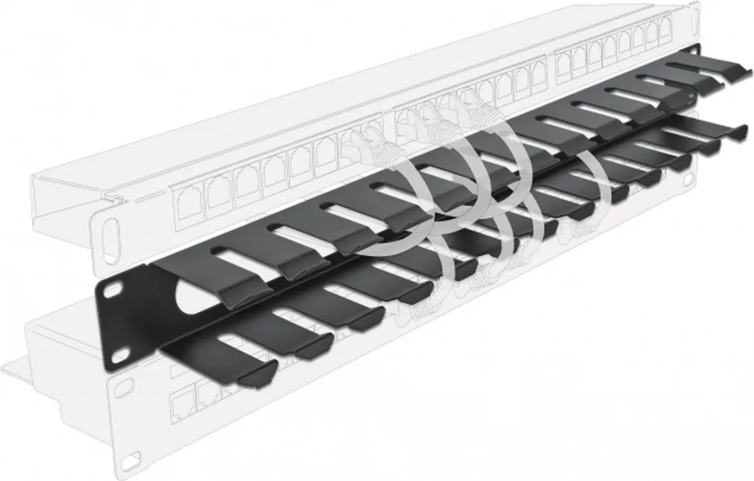 Delock 66550 Kabelbeheerrouteringspaneel 19" 2 Openingen - Zwart - afbeelding 4 van 5