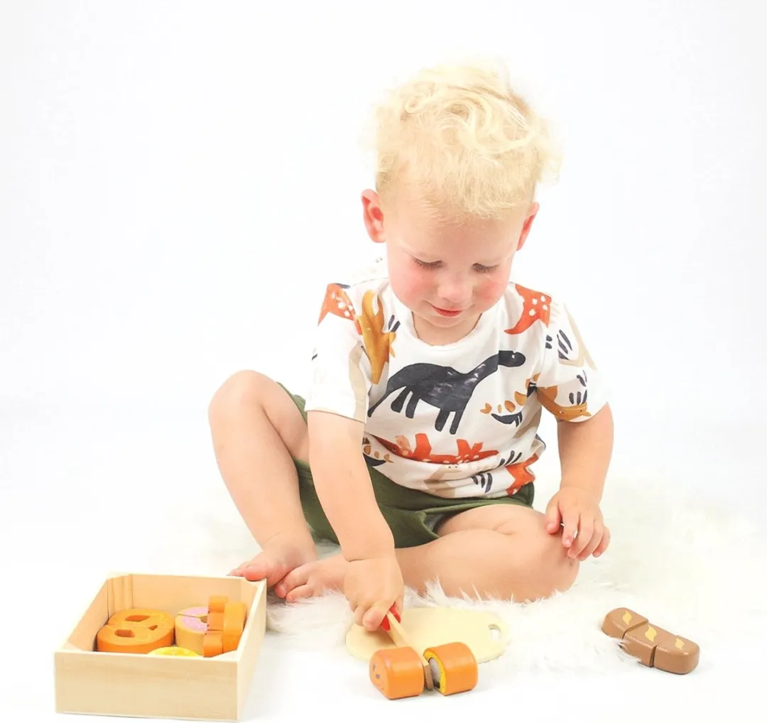 BIGJIGS Houten Kistje met Snijbrood - Meerdere kleuren