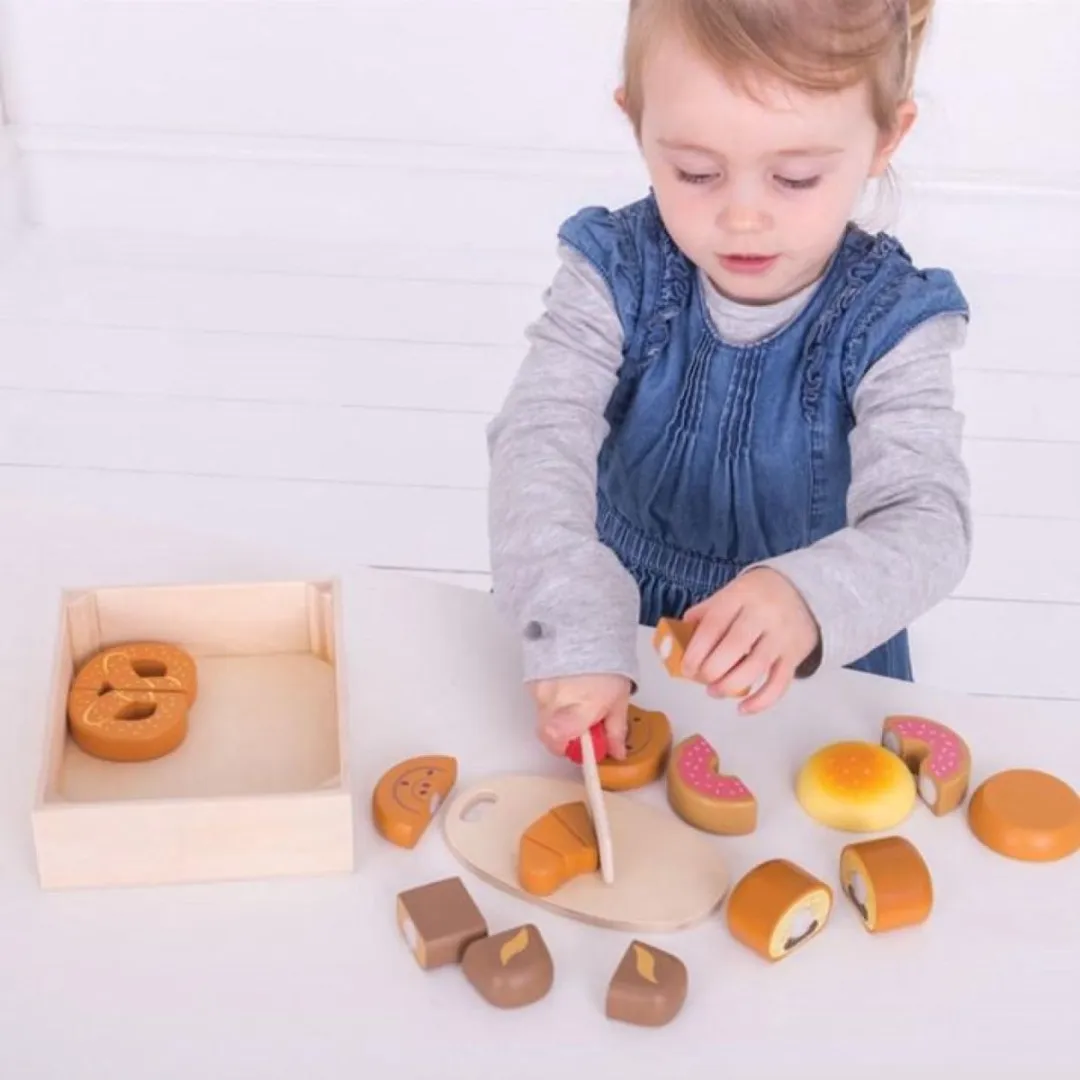 BIGJIGS Houten Kistje met Snijbrood - Meerdere kleuren