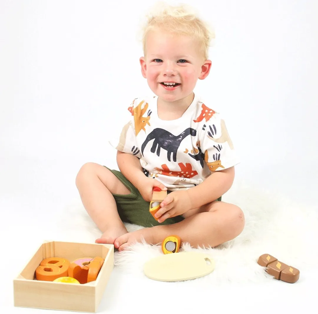 BIGJIGS Houten Kistje met Snijbrood - Meerdere kleuren
