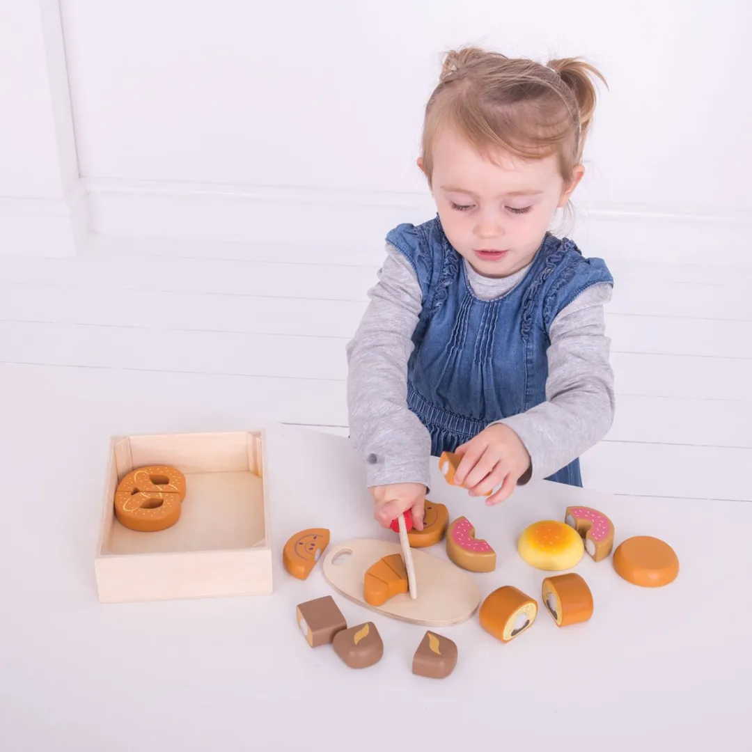 BIGJIGS Houten Kistje met Snijbrood - Meerdere kleuren