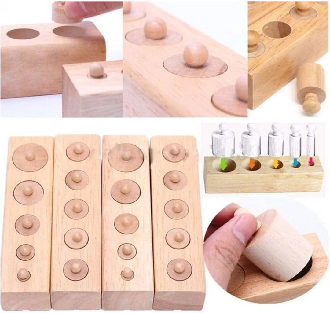 Houten Cilinder Blok Socket Speelgoed Montessori - kinderspeelgoed - educatief speelgoed