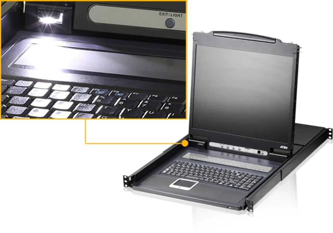 Aten CL1308N KVM Switch 8-Poorts - 48cm TFT VGA PS/2/USB - Zwart - afbeelding 3 van 6