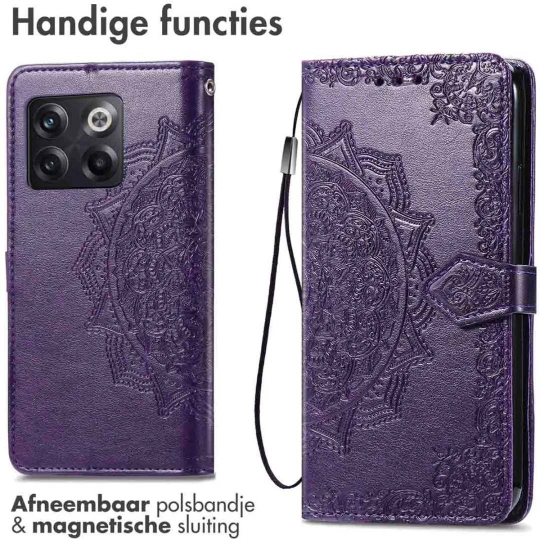 Imoshion Hoesje OnePlus 10T Mandala Bookcase - 3 Pasjes - Paars