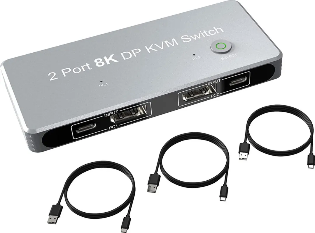 NÖRDIC KVM-114 KVM Switch 2 naar 1 - 8K60Hz - Grijs