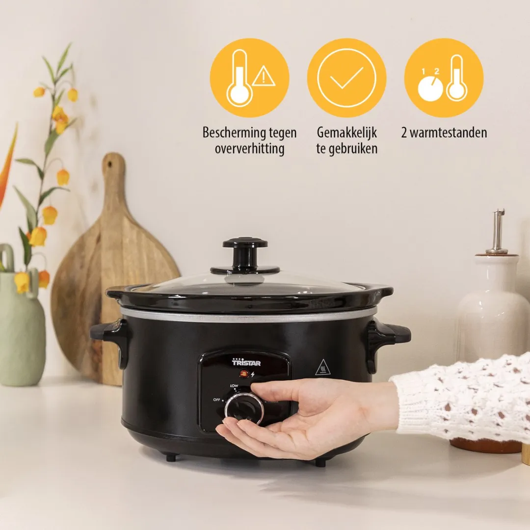 Tristar VS-3915 Slowcooker 3.5L - Zwart - afbeelding 6 van 6