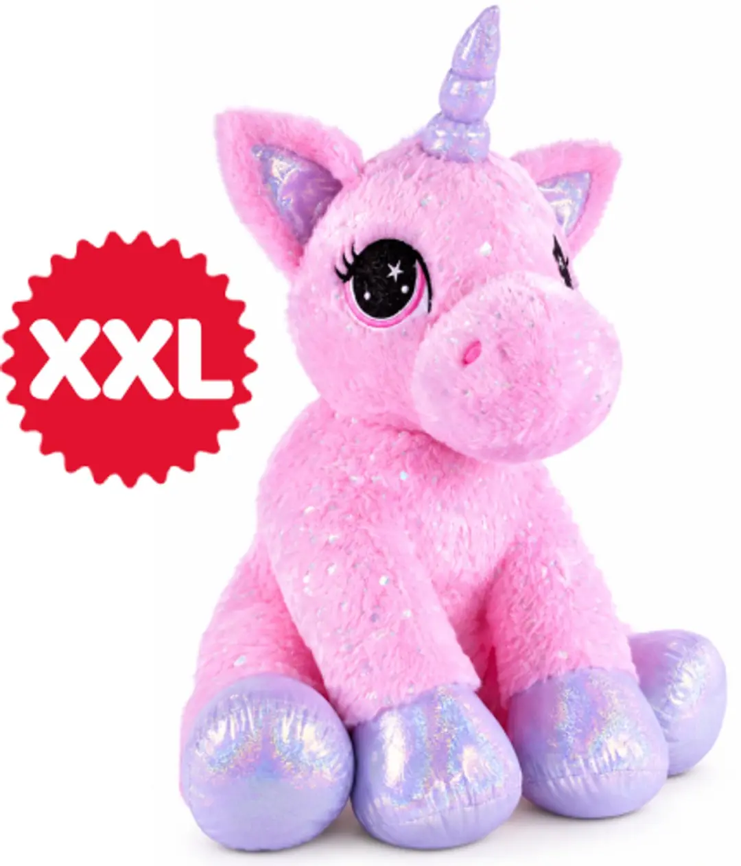 Topknuffels Unicorn met Glitters Roze Pluche Knuffel XXL 100 cm
