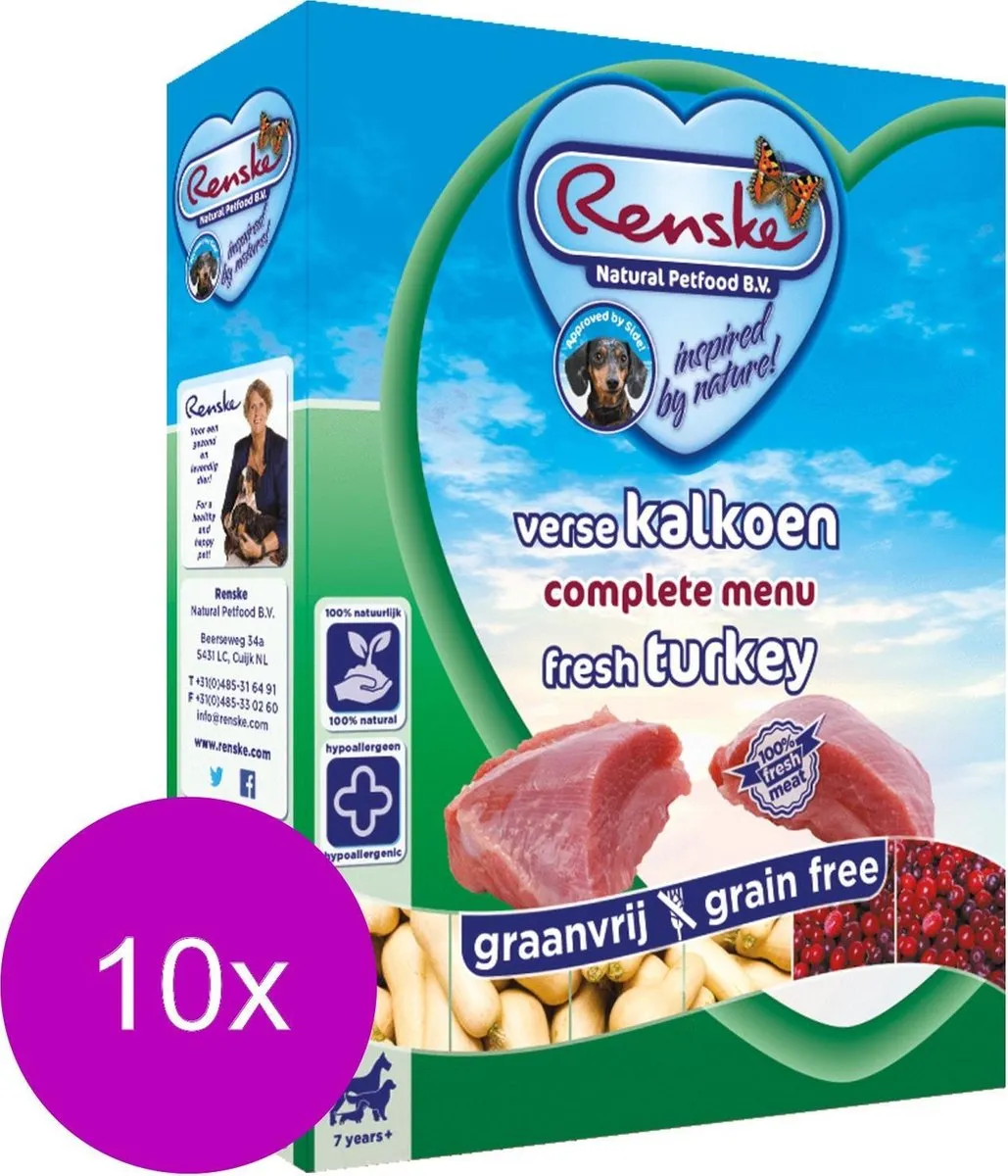Renske Senior Kalkoen Hondenvoer - 10x395g