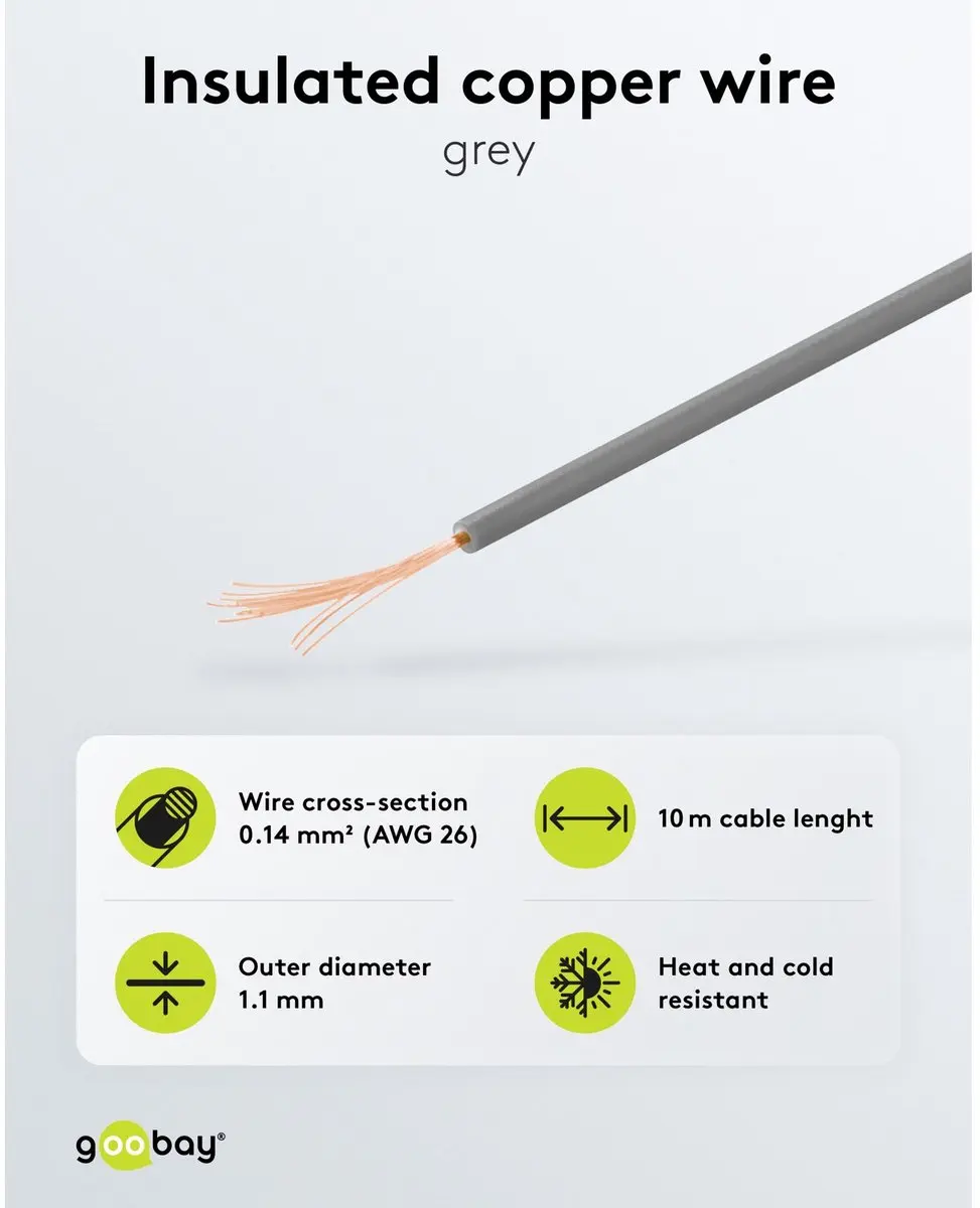 Goobay 55047 Koperdraad geïsoleerd 0,14mm² - 10m - Grijs - afbeelding 6 van 6