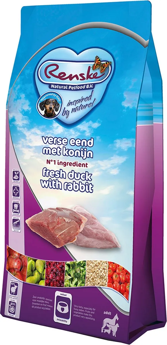 Renske Super Premium Adult Eend & Konijn Droogvoer 600g
