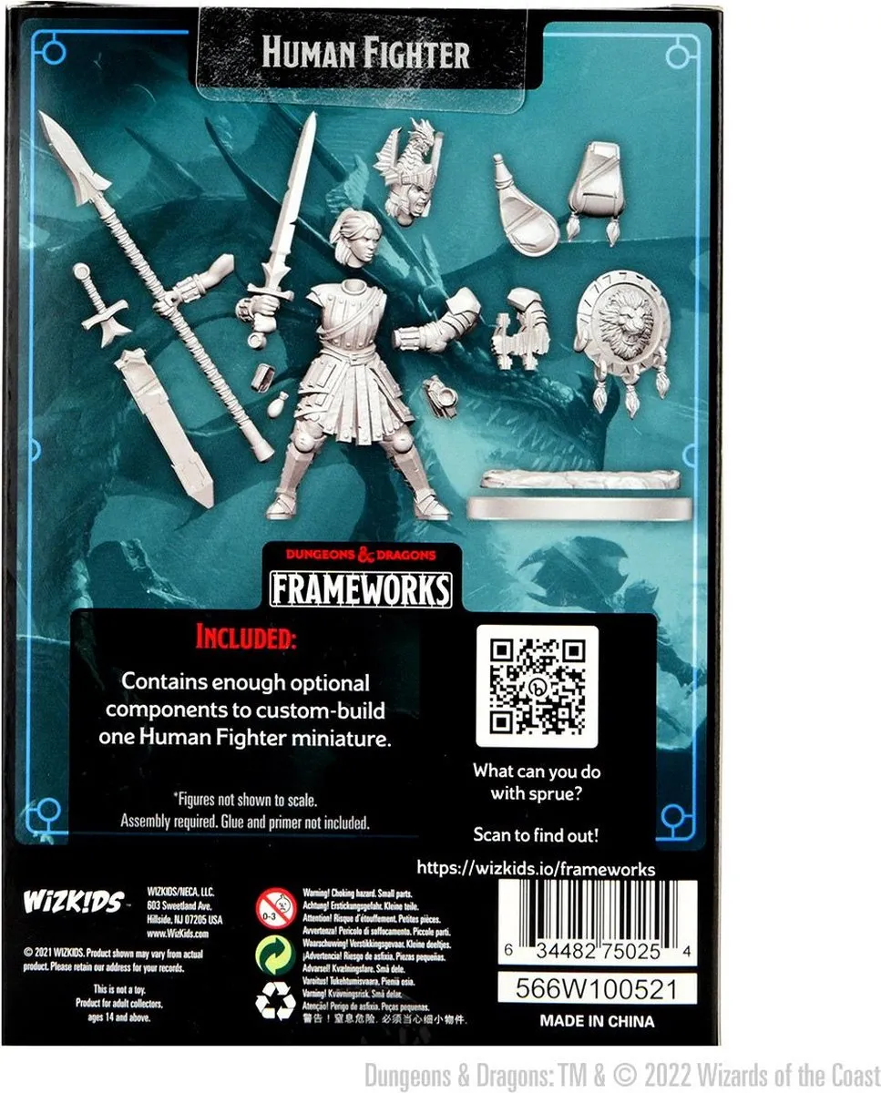 Wizkids D&D Frameworks Human Fighter Female - Grijs