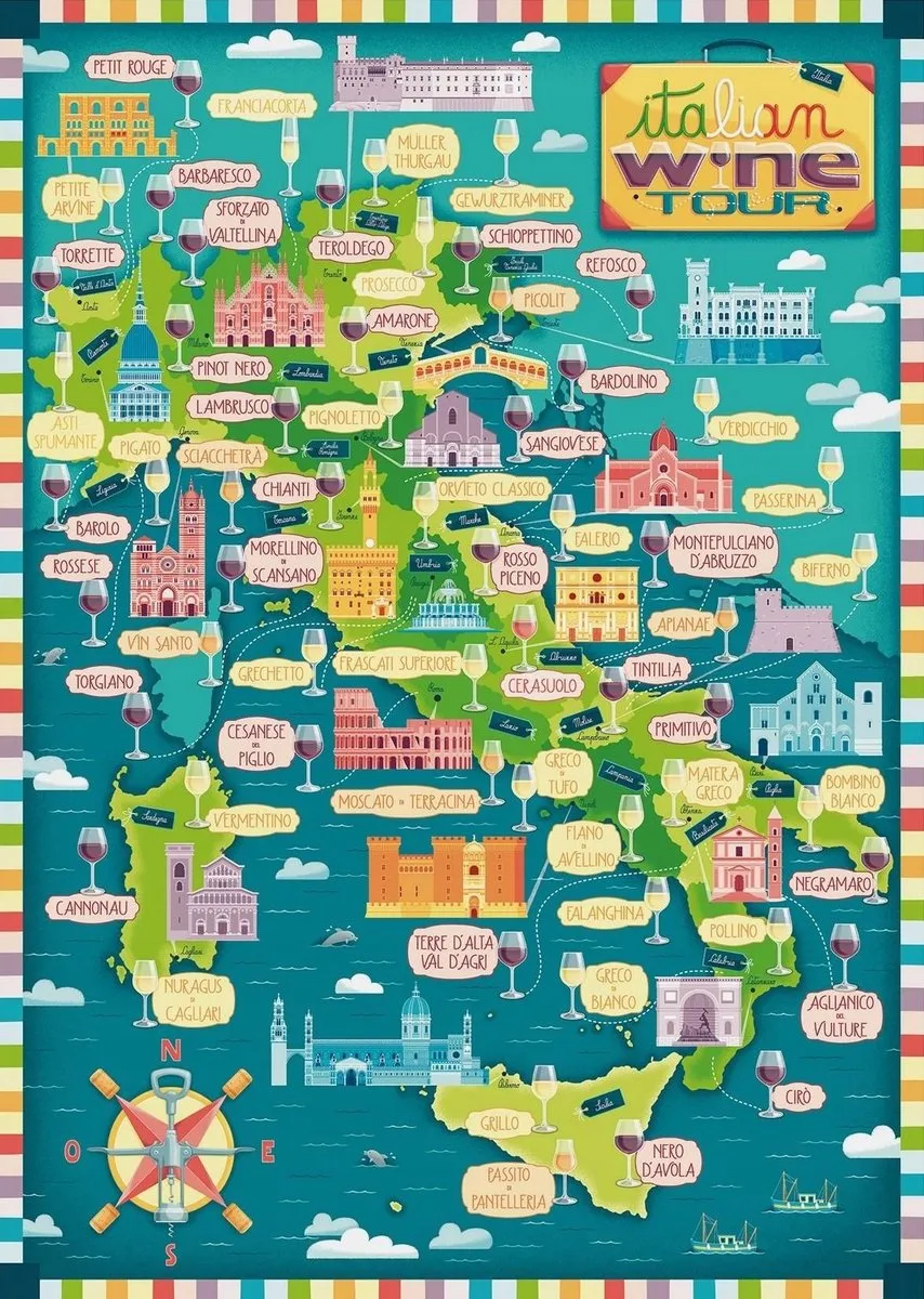 Ravensburger Italiaanse Wijnkaart Puzzel 1000 Stukken