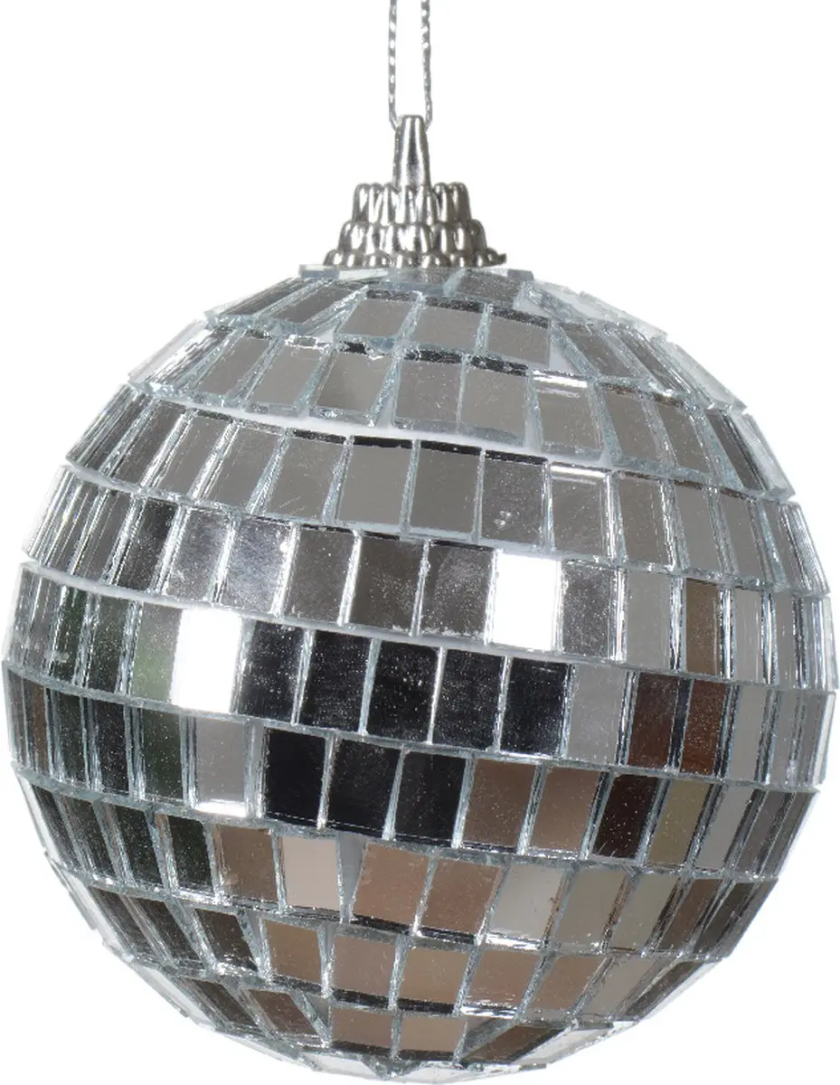 Kerstbal Discobal kunststof zilver 6cm