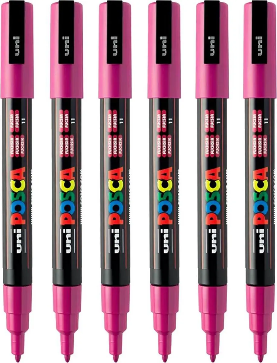 Posca PC-3M Fine Tip Verfstiften - Felroze - 6 Stuks