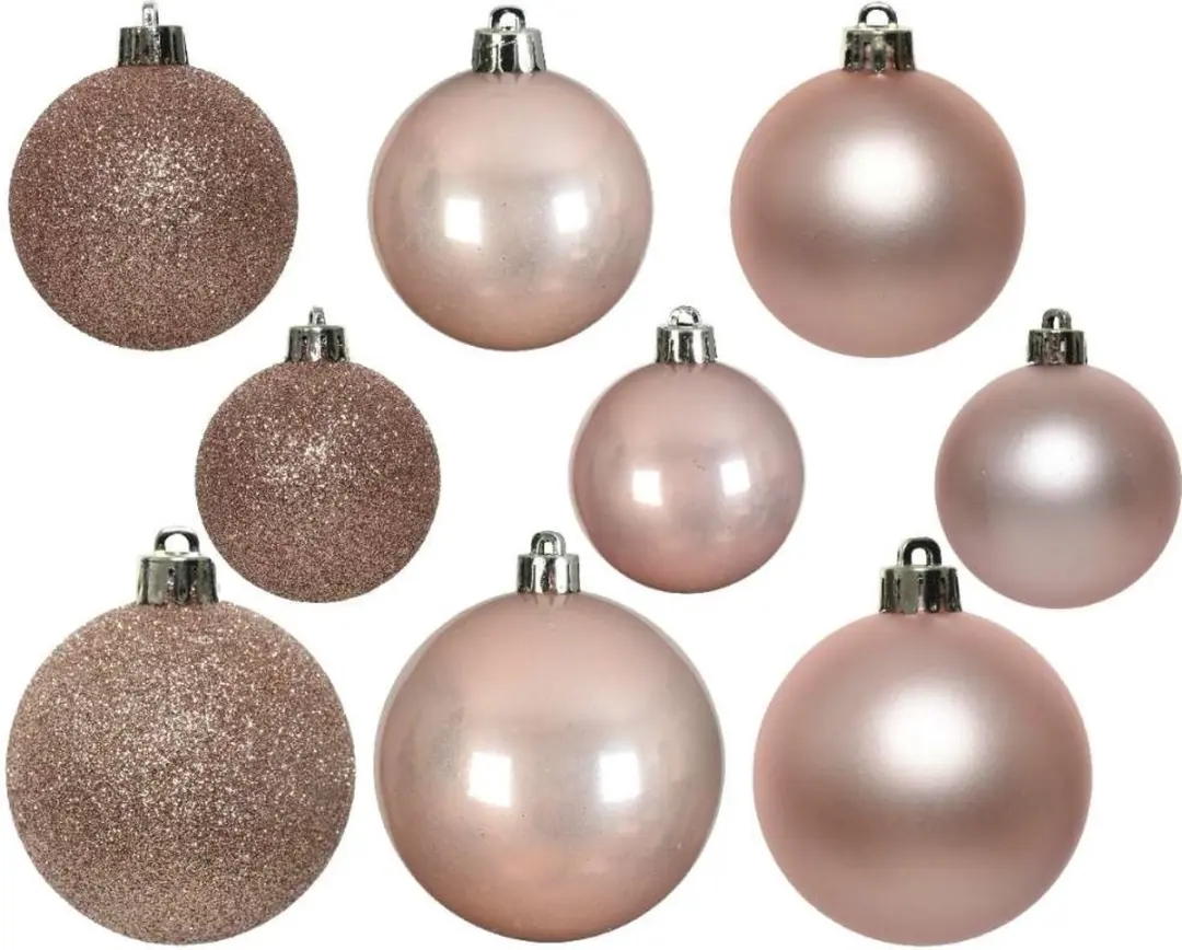 Decoris Kerstballen Set - 30 stuks - Poederroze - afbeelding 3 van 6