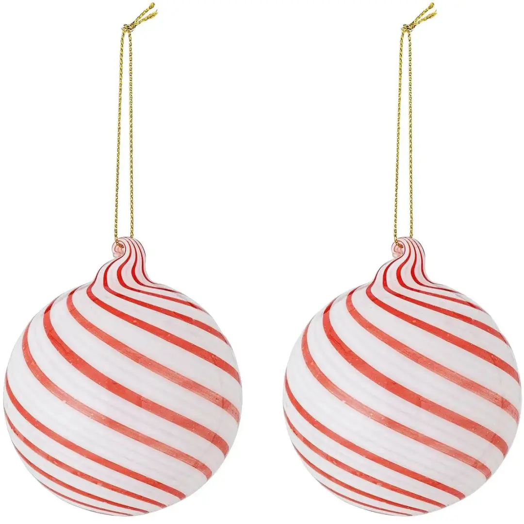 Bloomingville Kerstbal glas rood Zwirl