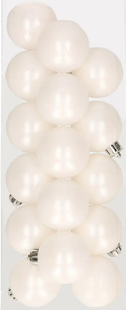 16x stuks kunststof kerstballen wit 4 cm