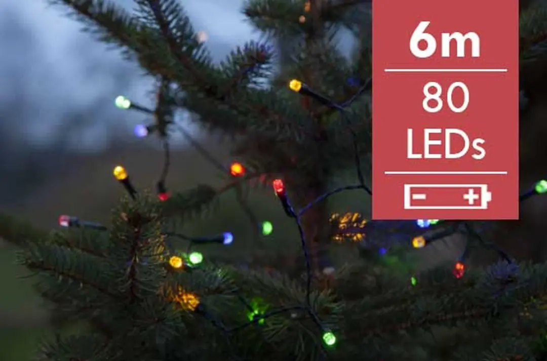 Kerstboomverlichting batterij LED Multi Diamond String 6 m