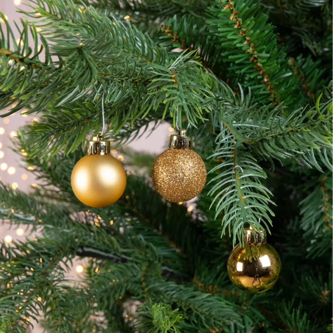 Decoris Kleine Kerstballen Goud 3cm - 14x - afbeelding 2 van 6