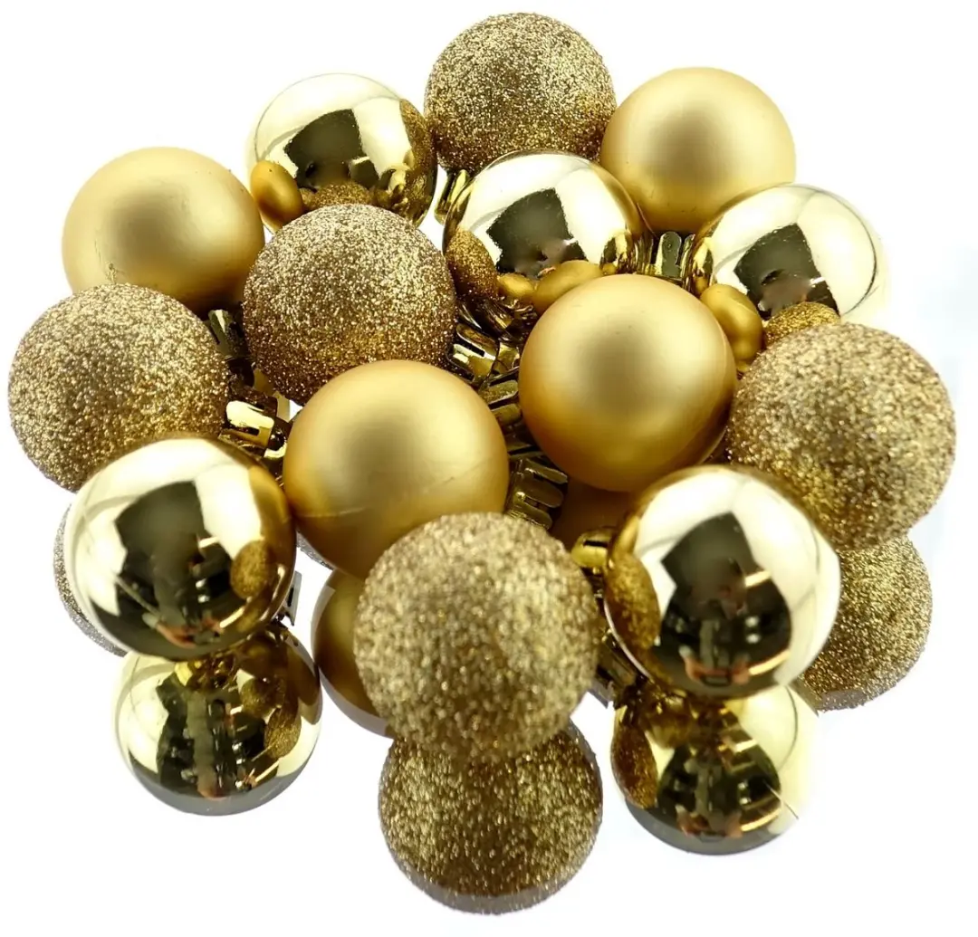 Decoris Kleine Kerstballen Goud 3cm - 14x - afbeelding 6 van 6