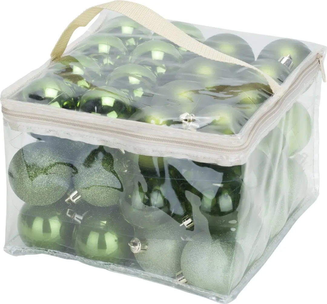 Kerstbal Set48 Mix Groen D6cm Kunststof