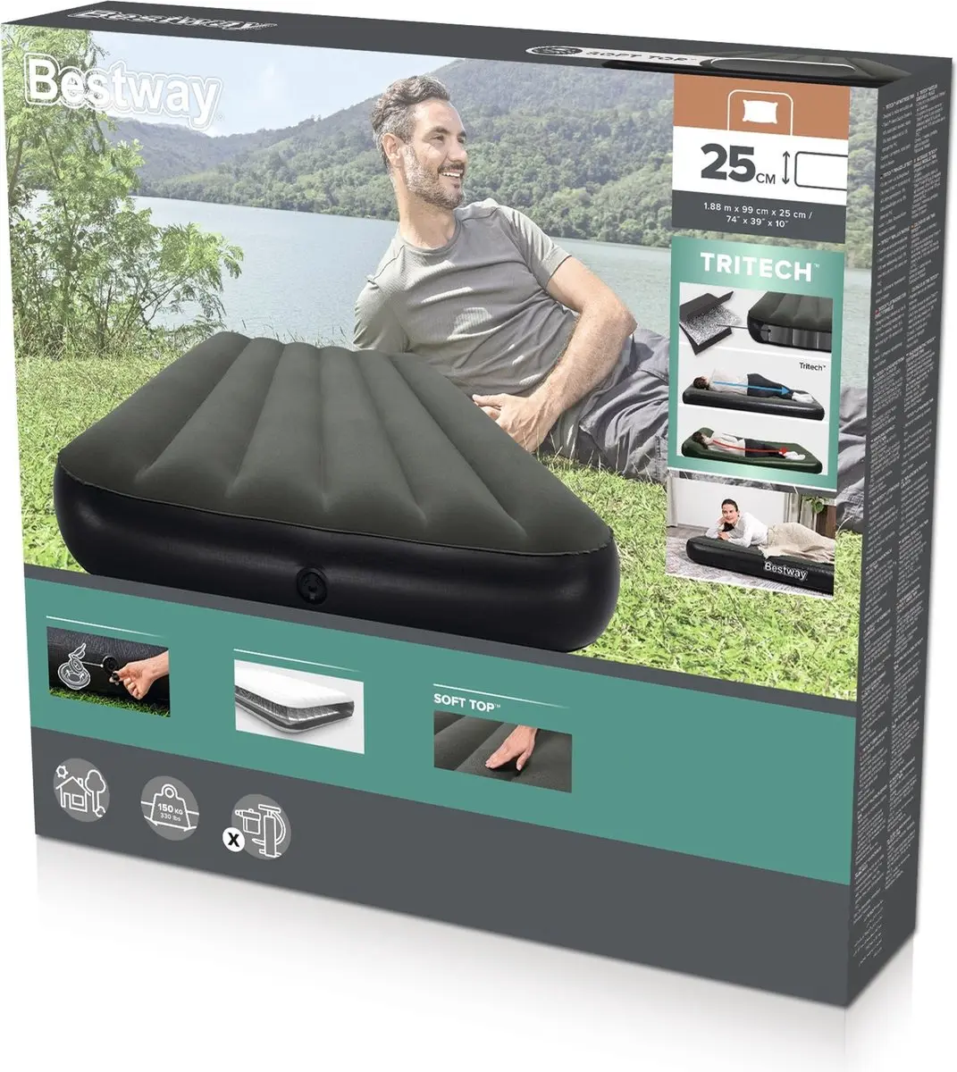 Bestway Tritech 6713L Luchtmatras 1 Persoon - Zwart/Grijs - afbeelding 4 van 6
