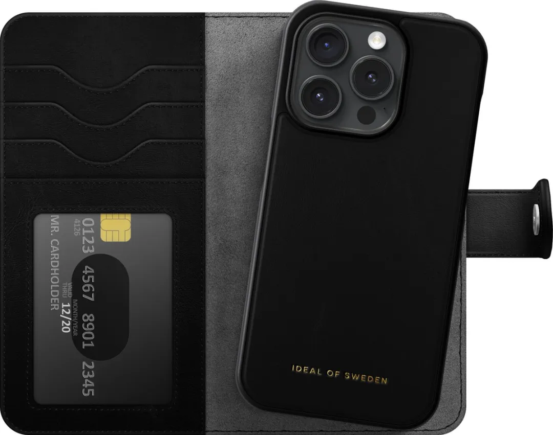iDeal of Sweden Magnet Wallet+ iPhone 15 Pro IDMWP-I2361P-01 - 12 Pasjes - Zwart